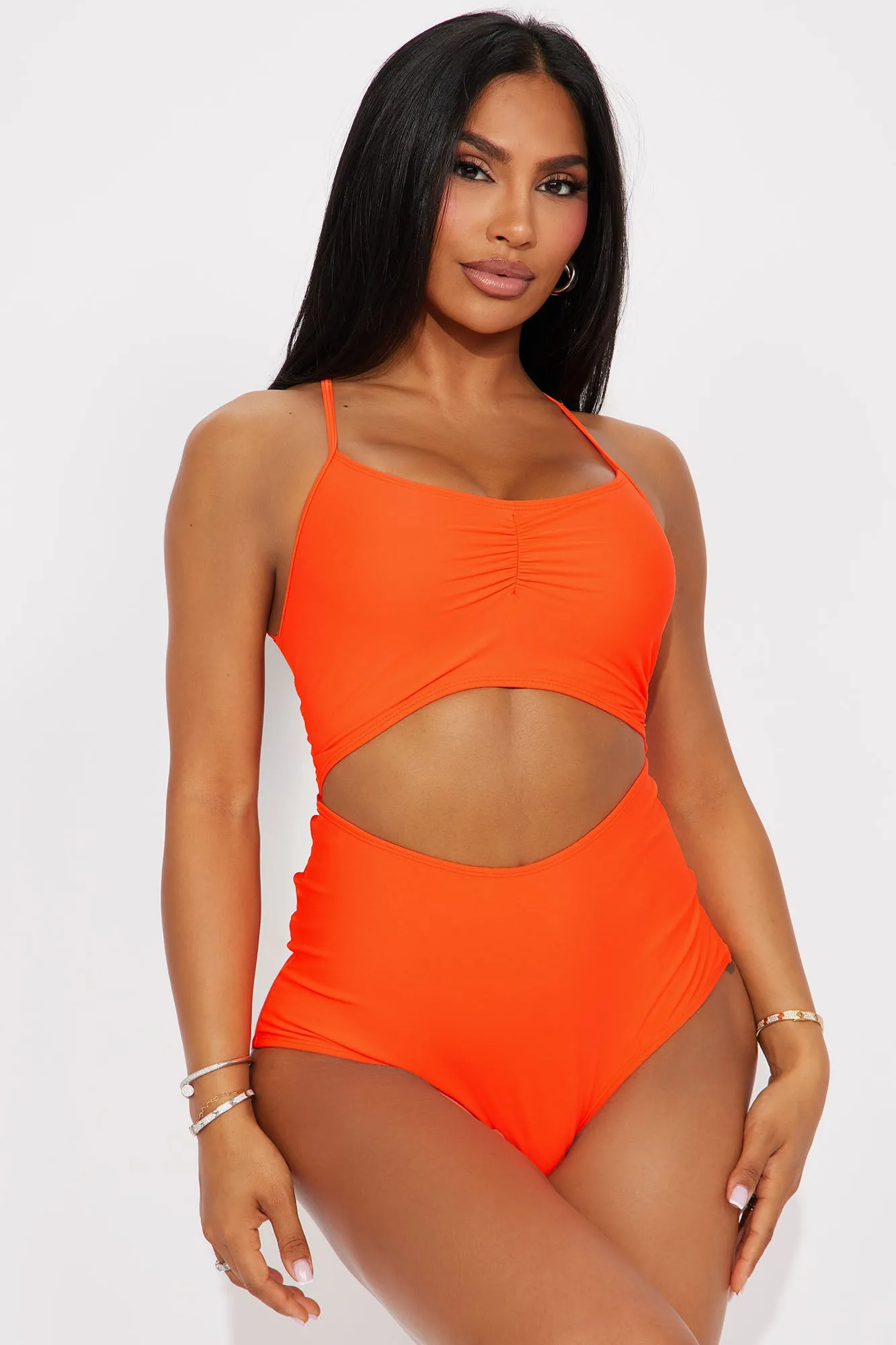 Anya Cut Out 1 Piece Swimsuit - Neon Orange