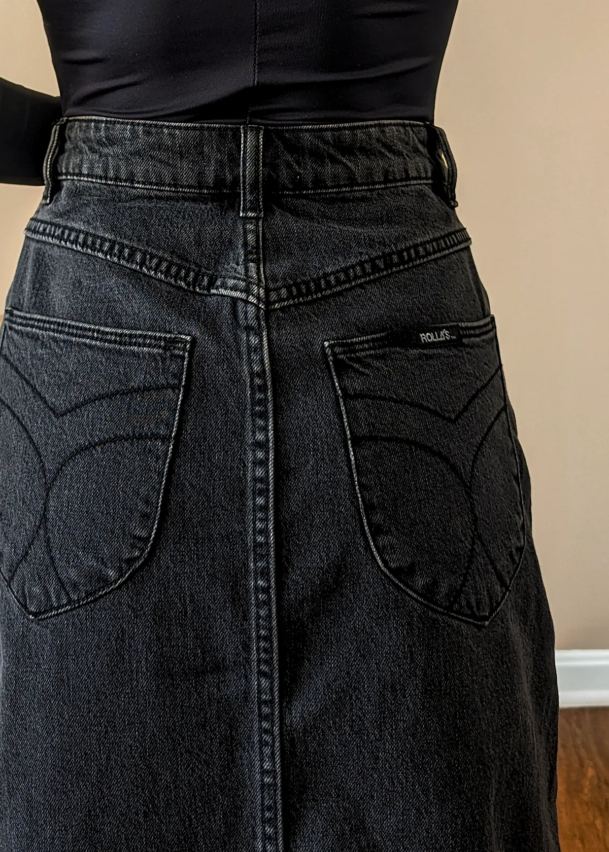 Ash Black Chicago Denim Midi Skirt