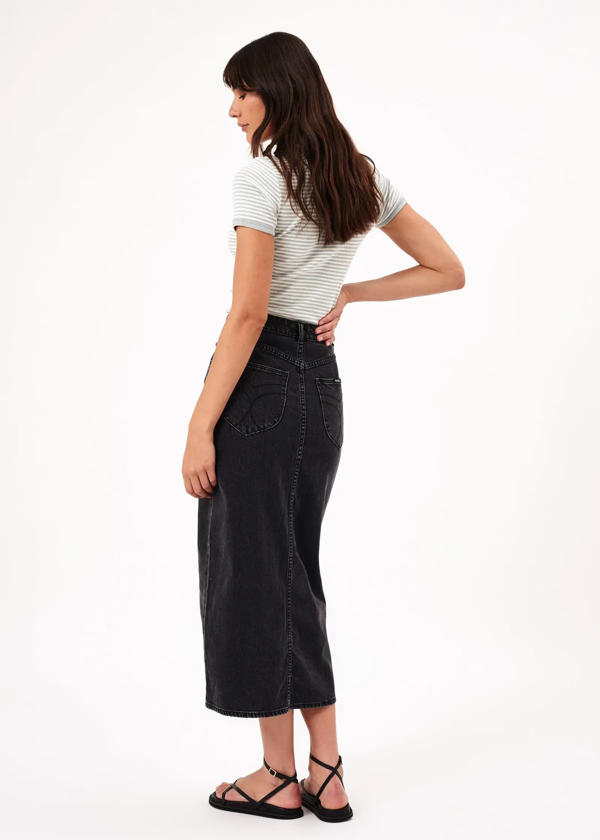 Ash Black Chicago Denim Midi Skirt