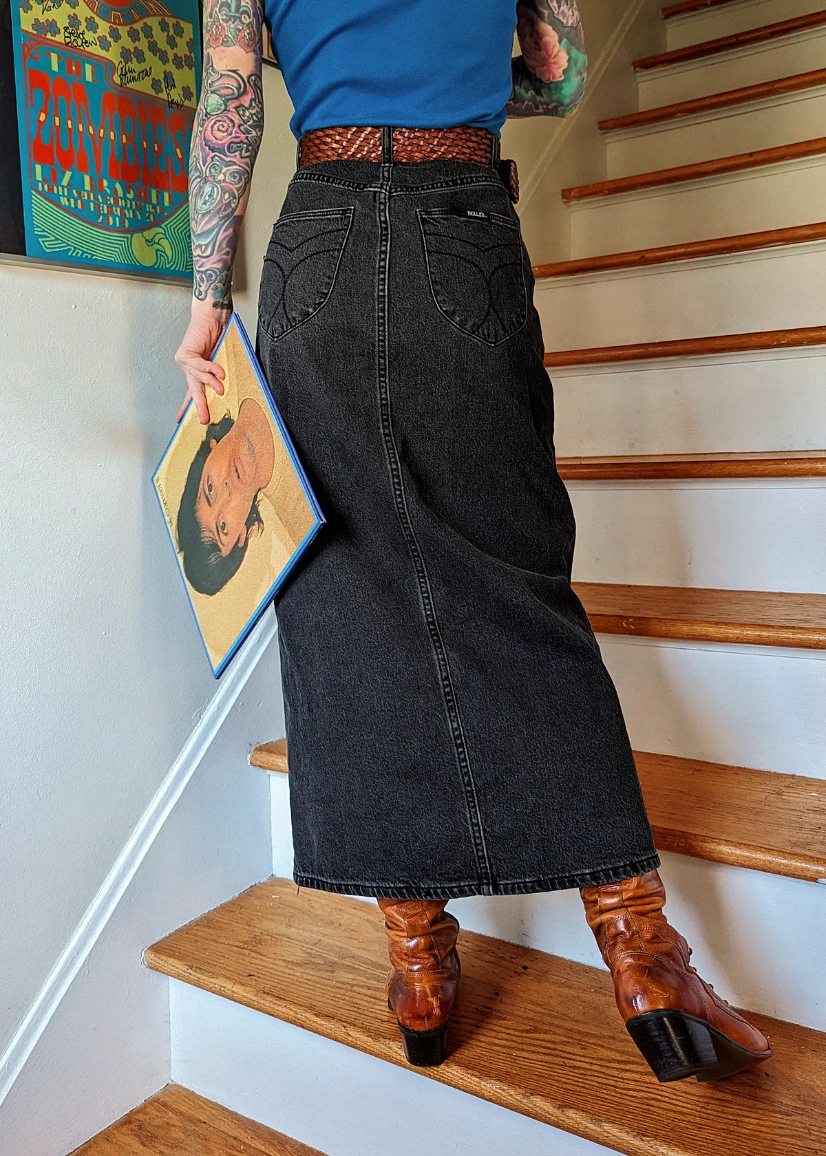 Ash Black Chicago Denim Midi Skirt