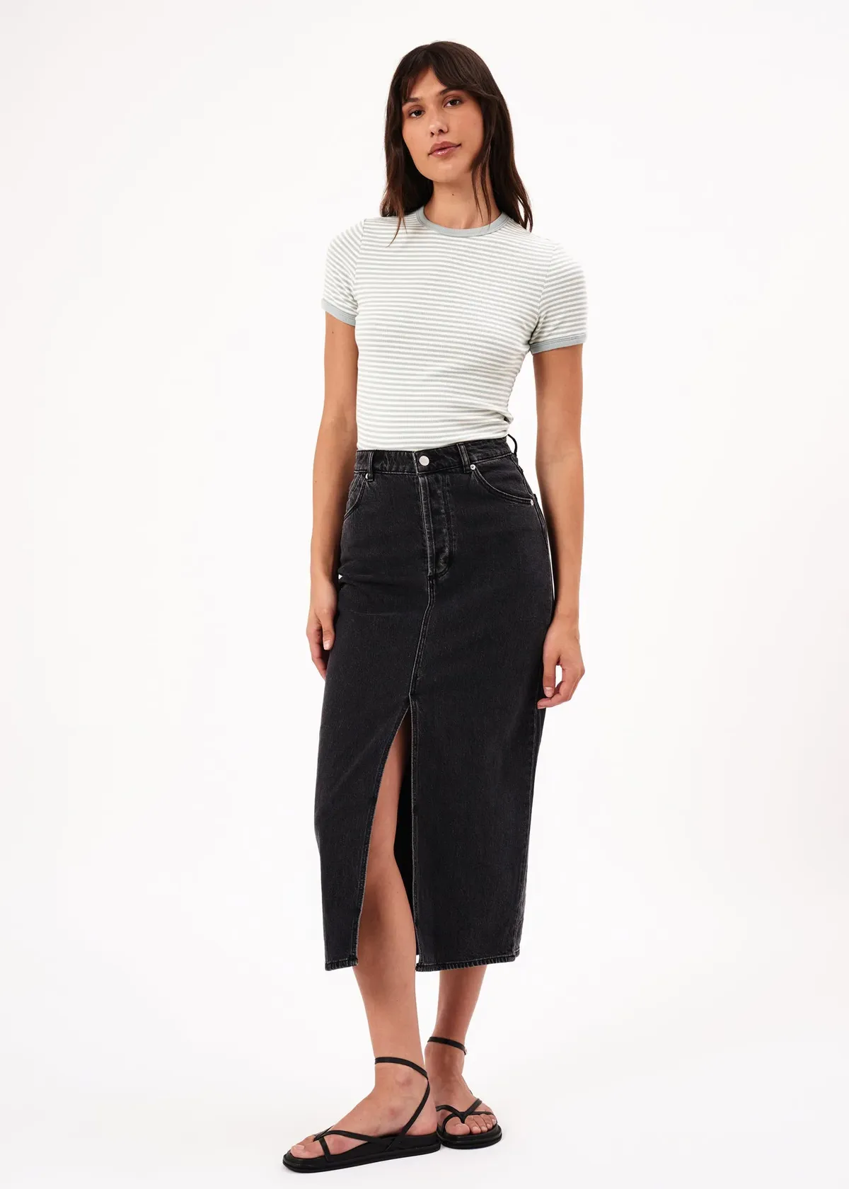 Ash Black Chicago Denim Midi Skirt