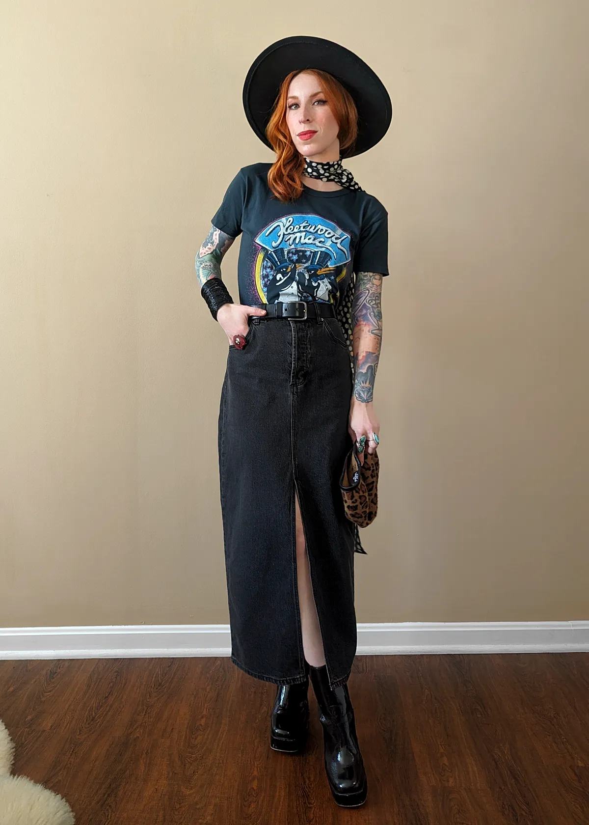 Ash Black Chicago Denim Midi Skirt