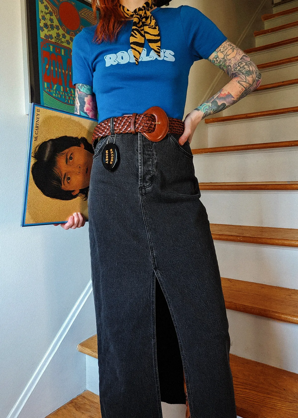 Ash Black Chicago Denim Midi Skirt