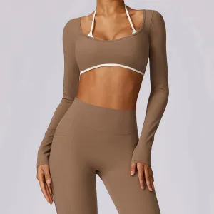 AURA LONG SLEEVE CROP MOCHA