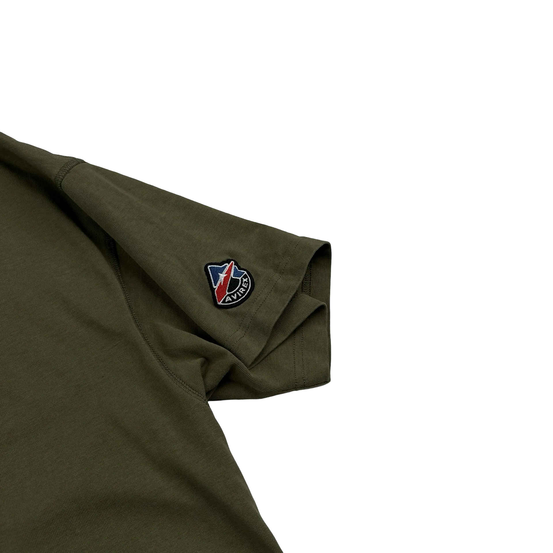 Avirex Khaki Embroidered Spellout T Shirt - Small
