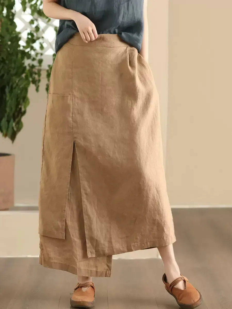 Babakud Women High Waist Linen Skirt