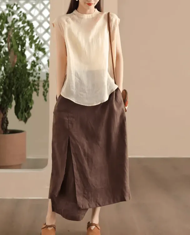 Babakud Women High Waist Linen Skirt