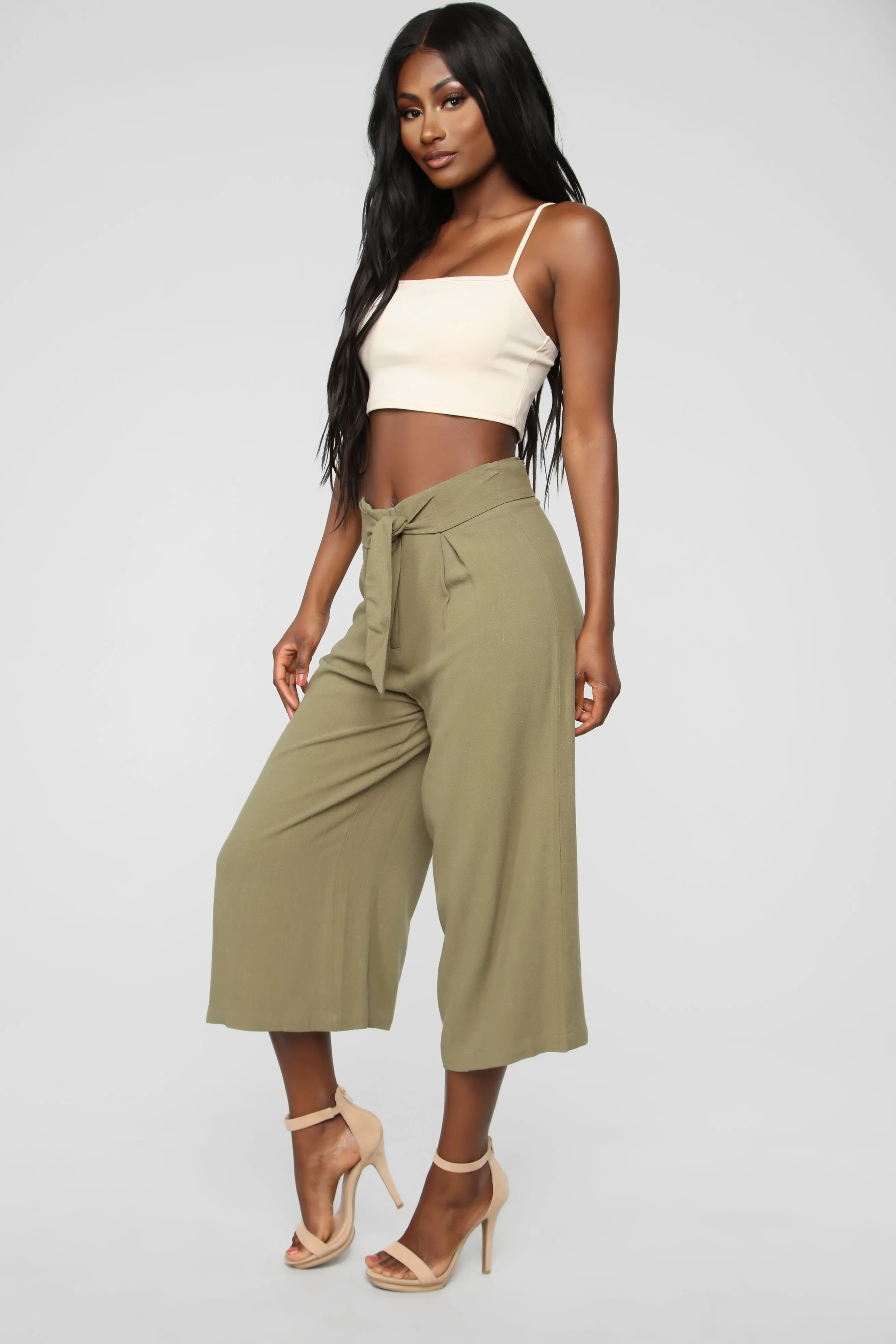 Bahama Mama Tie Waist Linen Pants - Olive