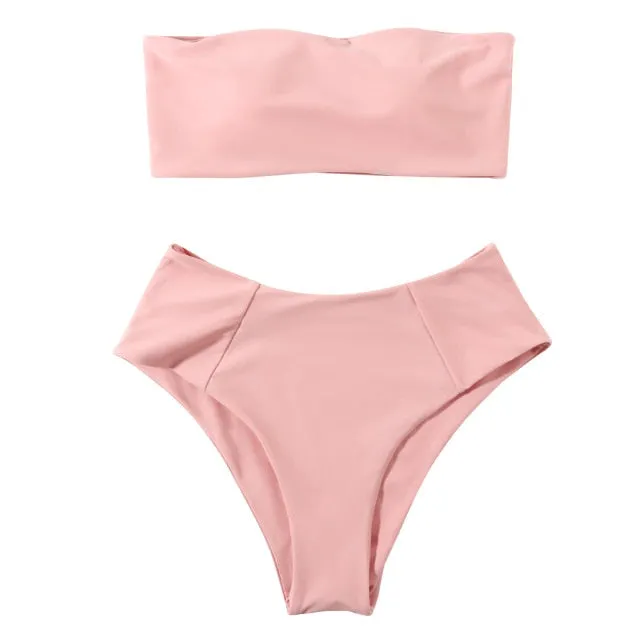 Bandeau tube High Waist Bikini Set