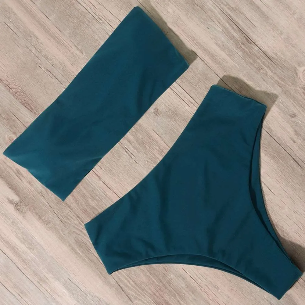 Bandeau tube High Waist Bikini Set