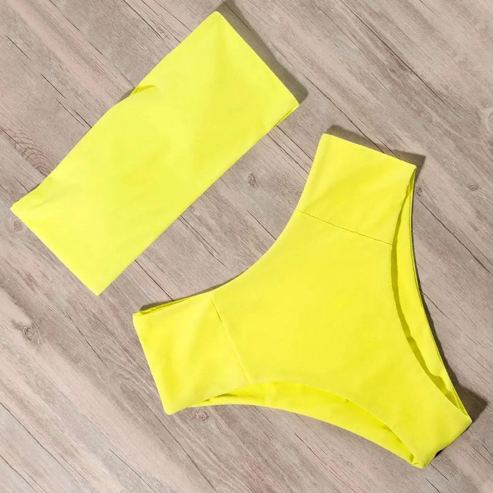 Bandeau tube High Waist Bikini Set