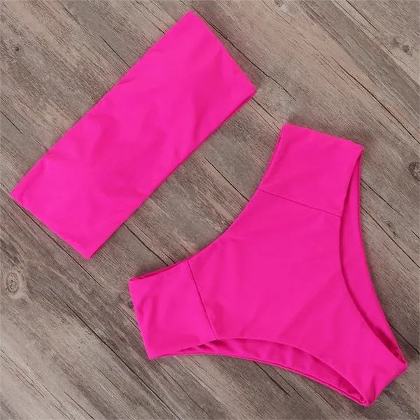 Bandeau tube High Waist Bikini Set