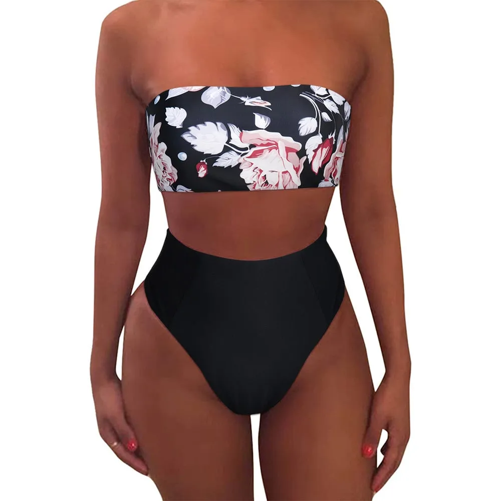 Bandeau tube High Waist Bikini Set