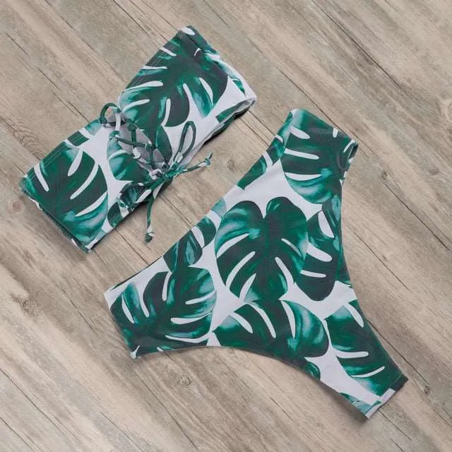 Bandeau tube High Waist Bikini Set