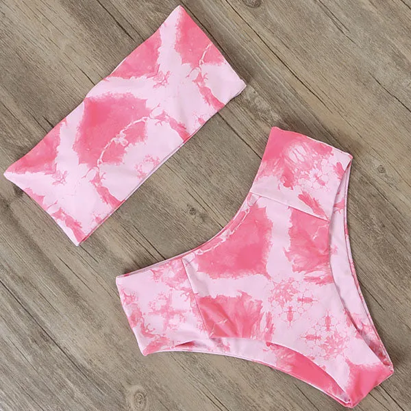 Bandeau tube High Waist Bikini Set