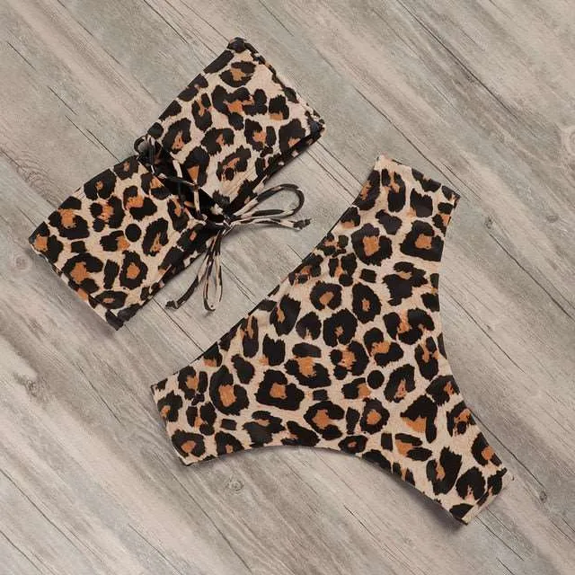 Bandeau tube High Waist Bikini Set