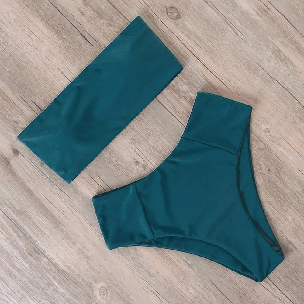 Bandeau tube High Waist Bikini Set