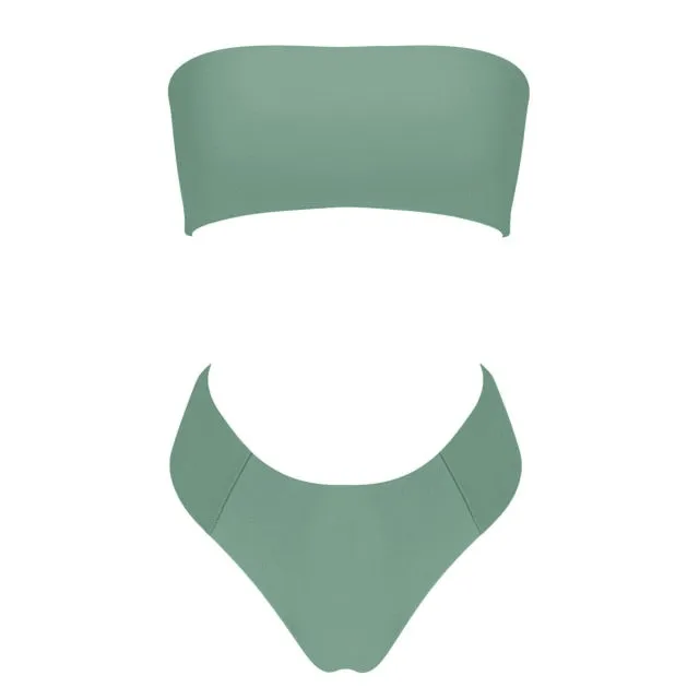 Bandeau tube High Waist Bikini Set