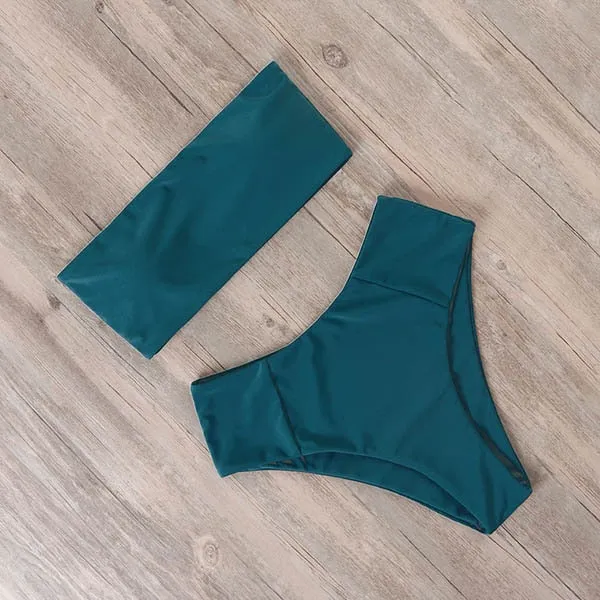 Bandeau tube High Waist Bikini Set