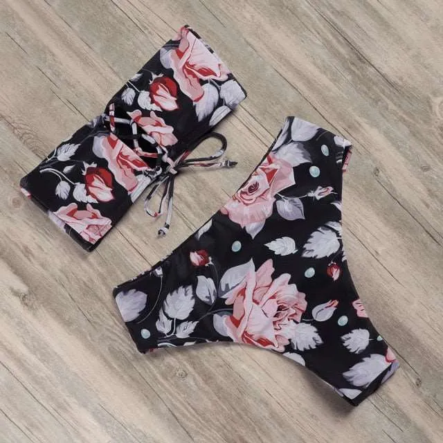 Bandeau tube High Waist Bikini Set