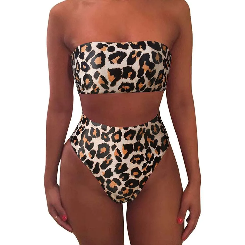 Bandeau tube High Waist Bikini Set