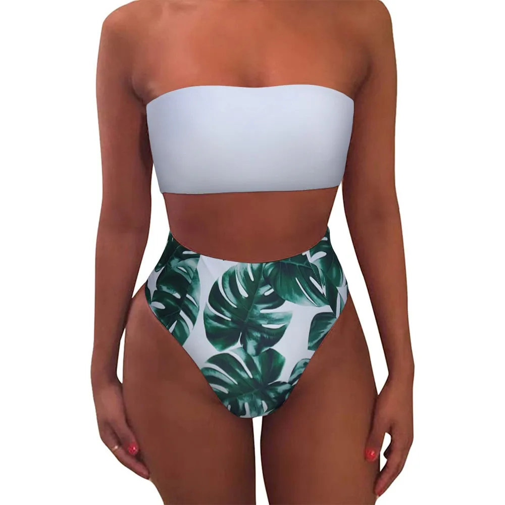 Bandeau tube High Waist Bikini Set