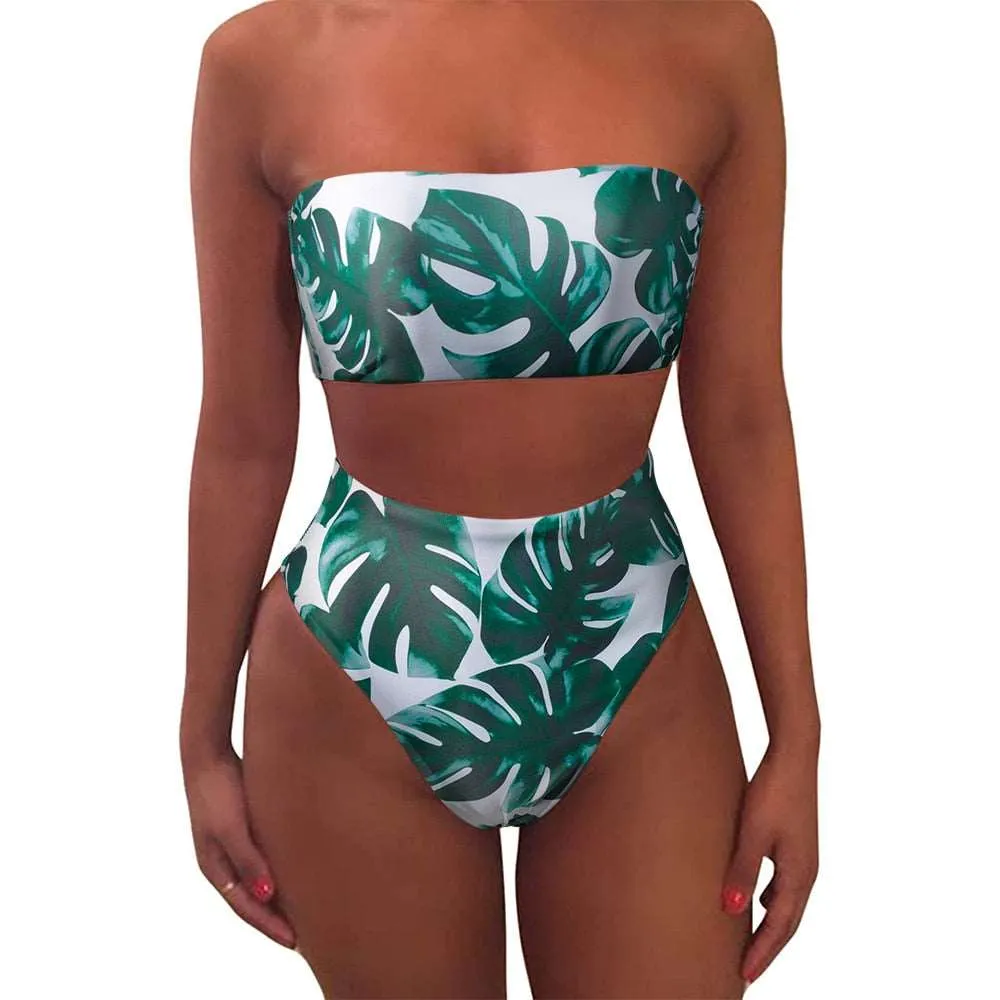 Bandeau tube High Waist Bikini Set