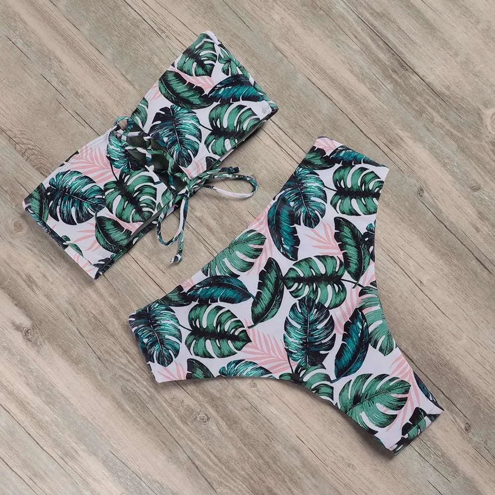 Bandeau tube High Waist Bikini Set
