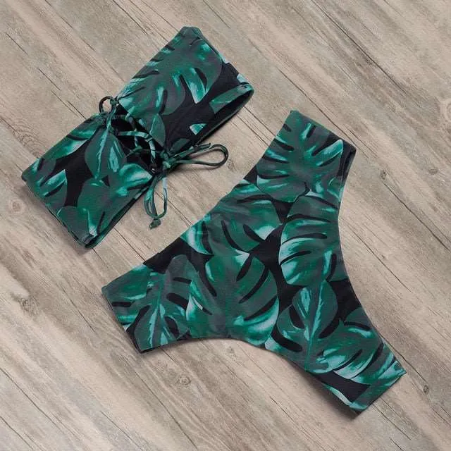 Bandeau tube High Waist Bikini Set