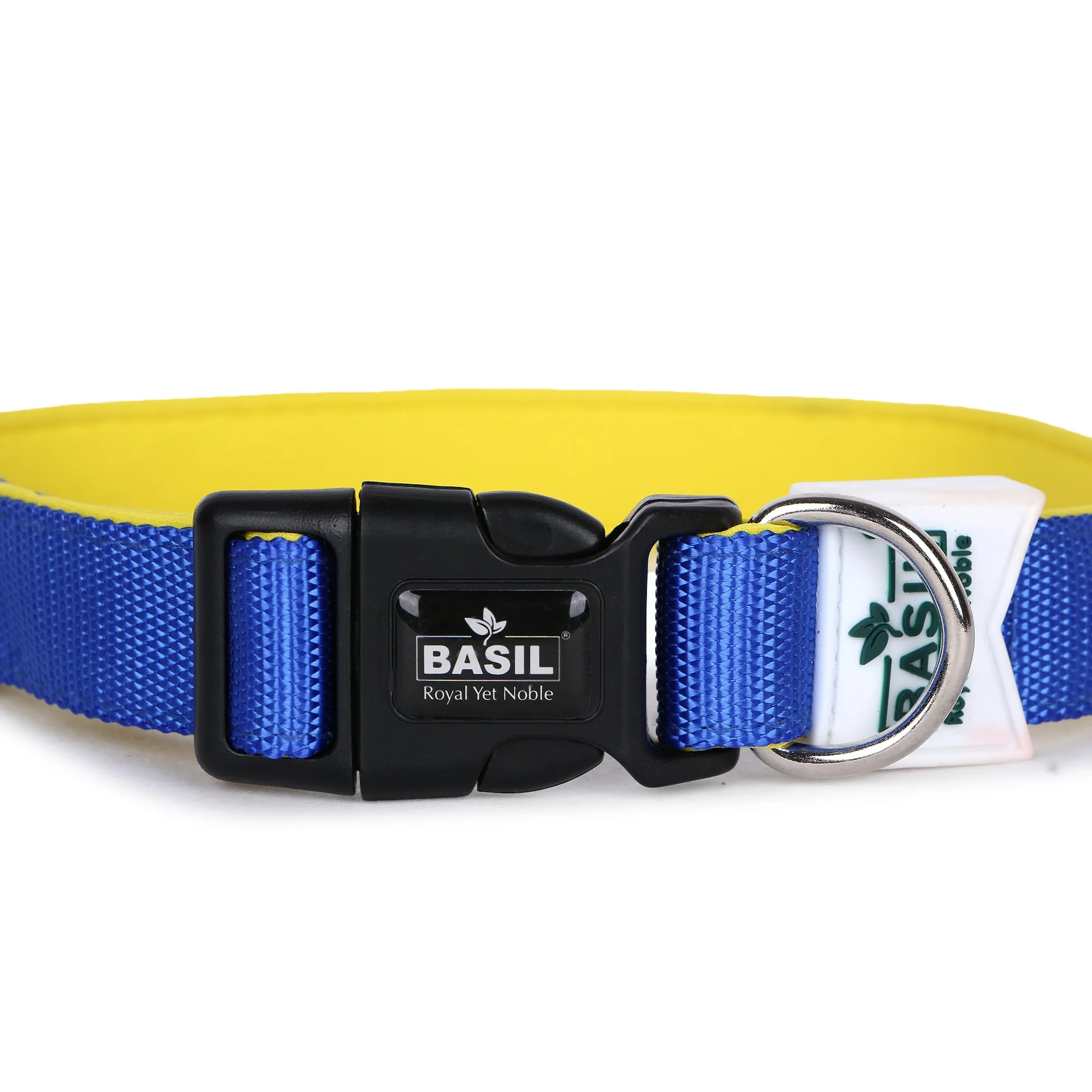 BASIL Padded Adjustable Collar for Dogs & Puppies (Blue)