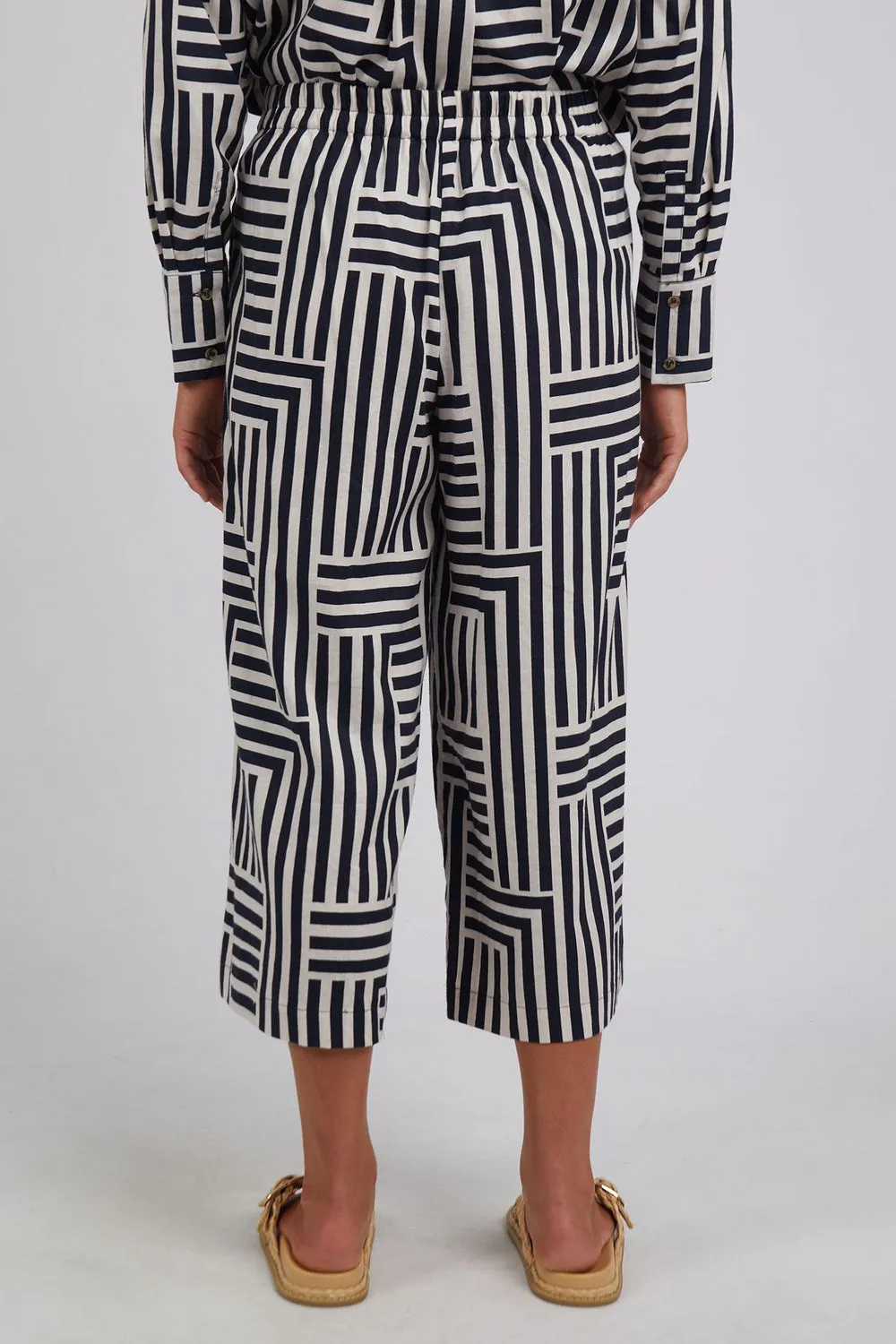 Bauhaus Pant in Navy Oatmeal Stripe