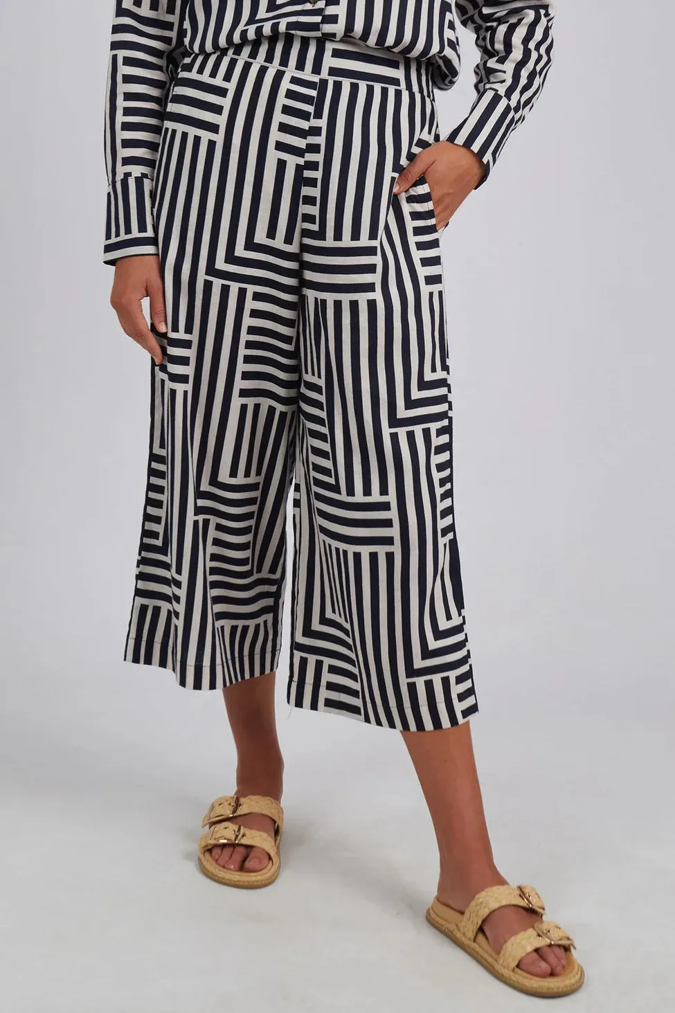 Bauhaus Pant in Navy Oatmeal Stripe