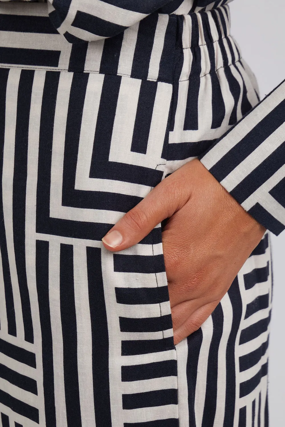 Bauhaus Pant in Navy Oatmeal Stripe