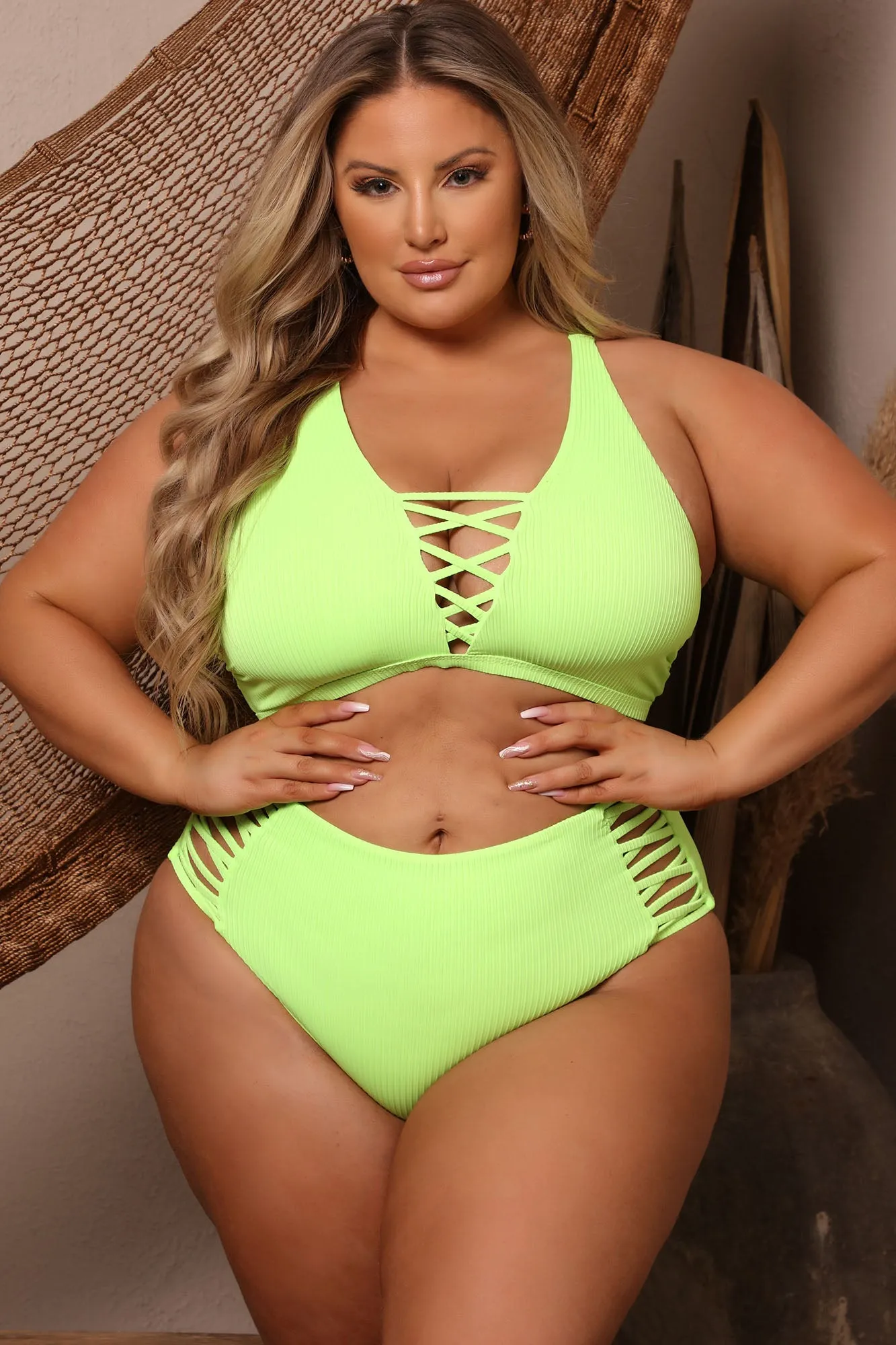 Beach Bound 2 Piece Bikini  - Neon Green