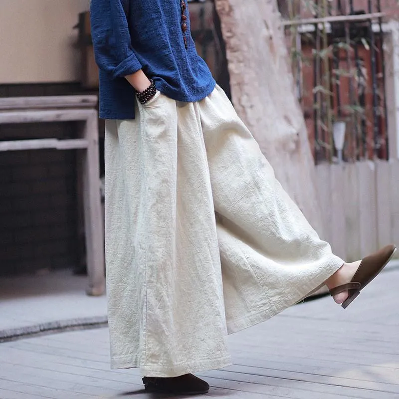 Beige Linen Palazzo Pants  | Zen