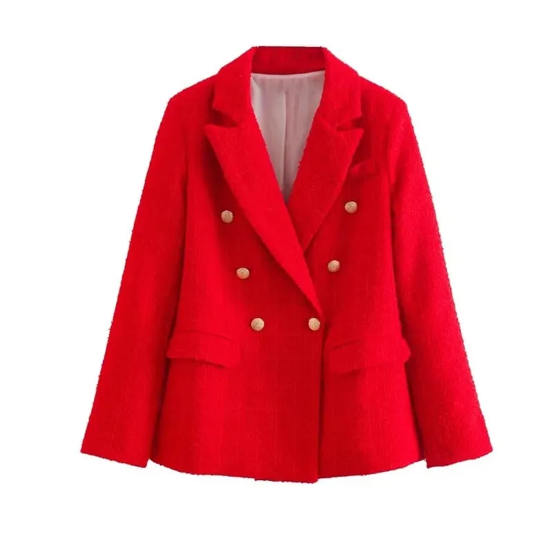 Beige Tweed Women Blazer Jacket