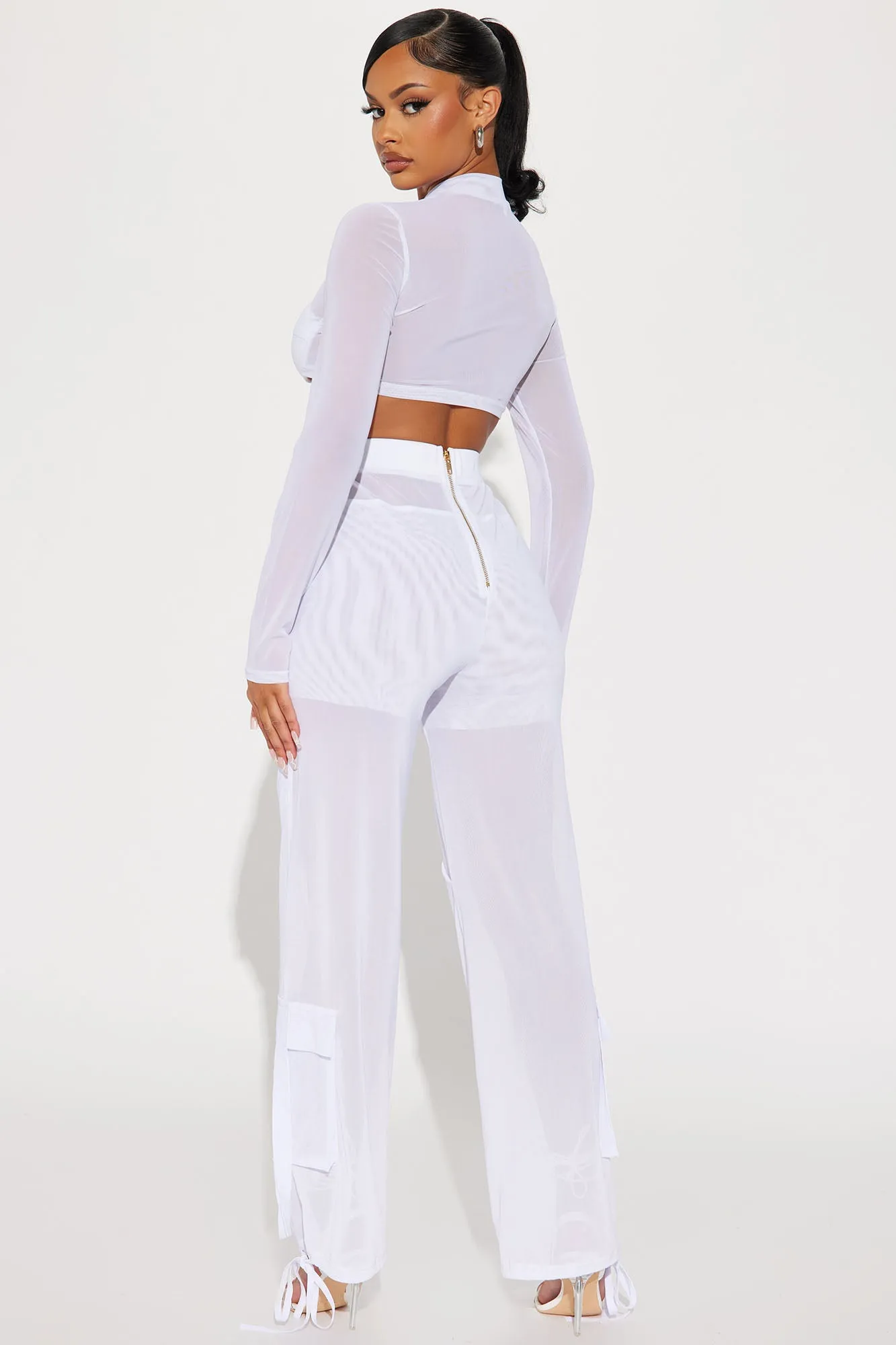 Believe Me Mesh Pant Set  - White