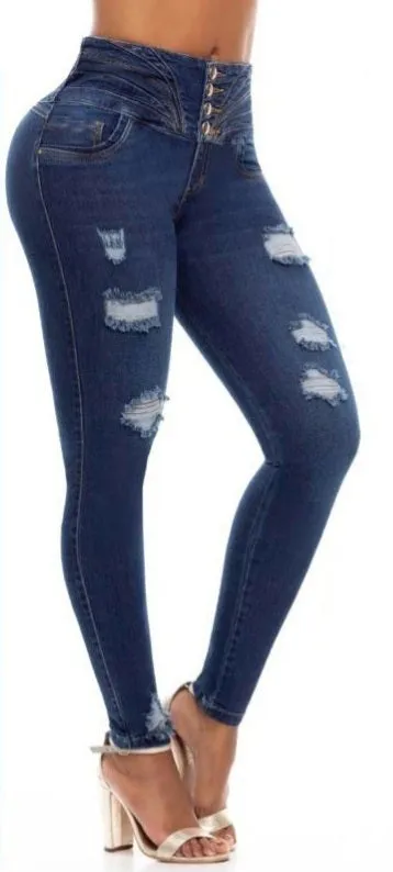 Belinda Push Up Jeans - High Waisted - Dark Blue
