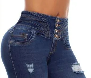 Belinda Push Up Jeans - High Waisted - Dark Blue