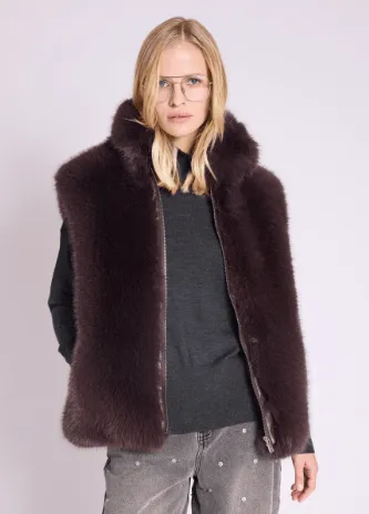 Berenice Vitalo Sleeveless Jacket in Dark Brown