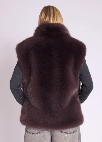 Berenice Vitalo Sleeveless Jacket in Dark Brown
