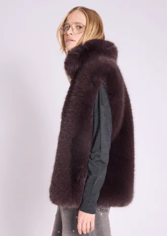 Berenice Vitalo Sleeveless Jacket in Dark Brown