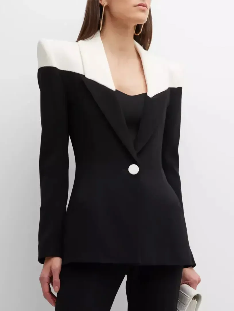 Bicolor Single-Breasted Blazer Jacket
