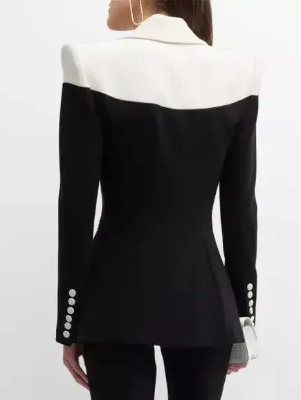 Bicolor Single-Breasted Blazer Jacket