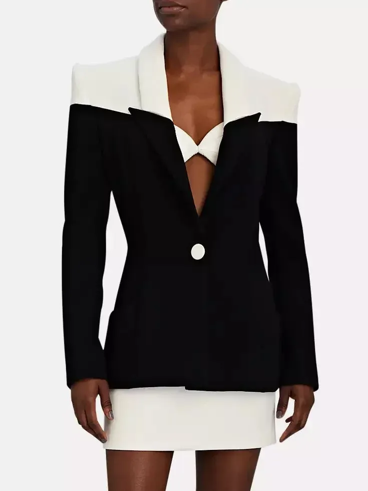 Bicolor Single-Breasted Blazer Jacket