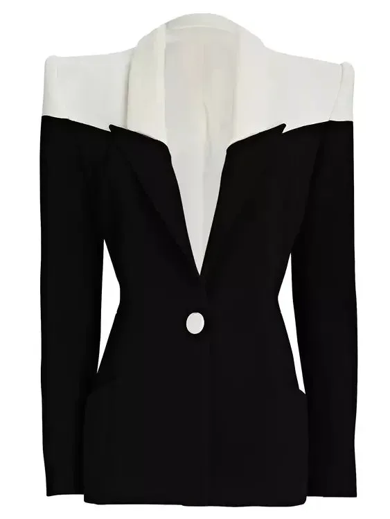 Bicolor Single-Breasted Blazer Jacket