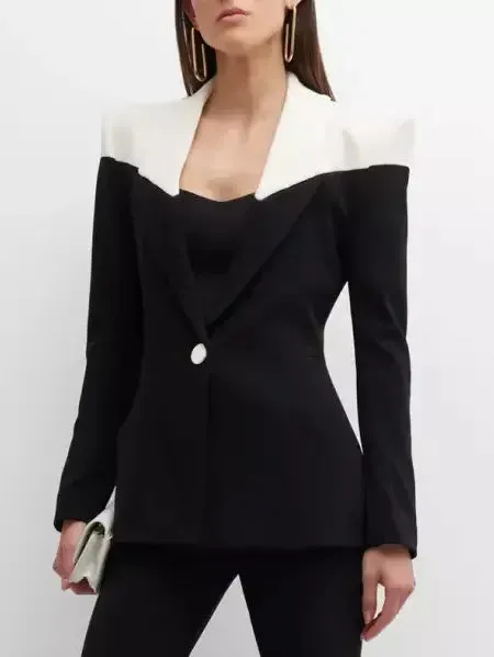 Bicolor Single-Breasted Blazer Jacket