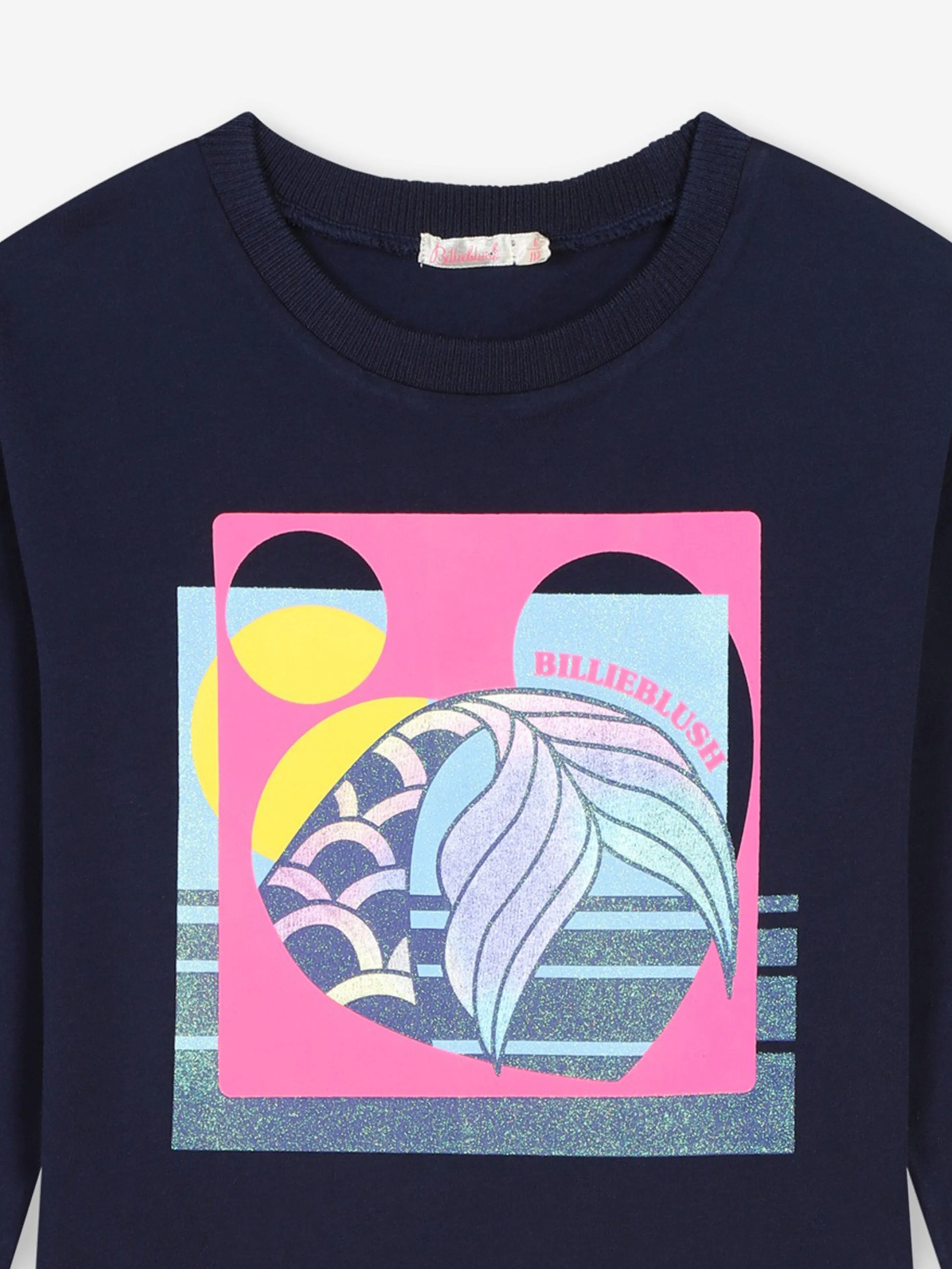 Billieblush Girls Bimaterial T-Shirt Dress in Navy