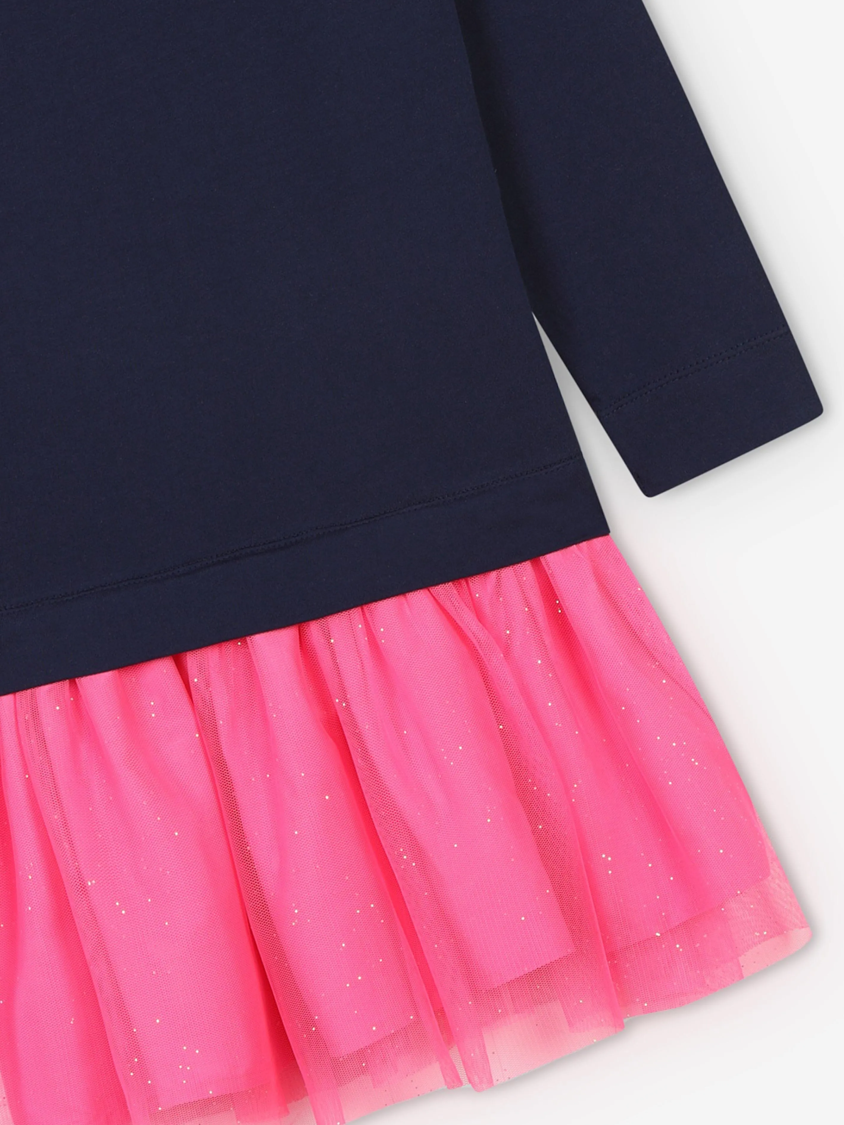 Billieblush Girls Bimaterial T-Shirt Dress in Navy