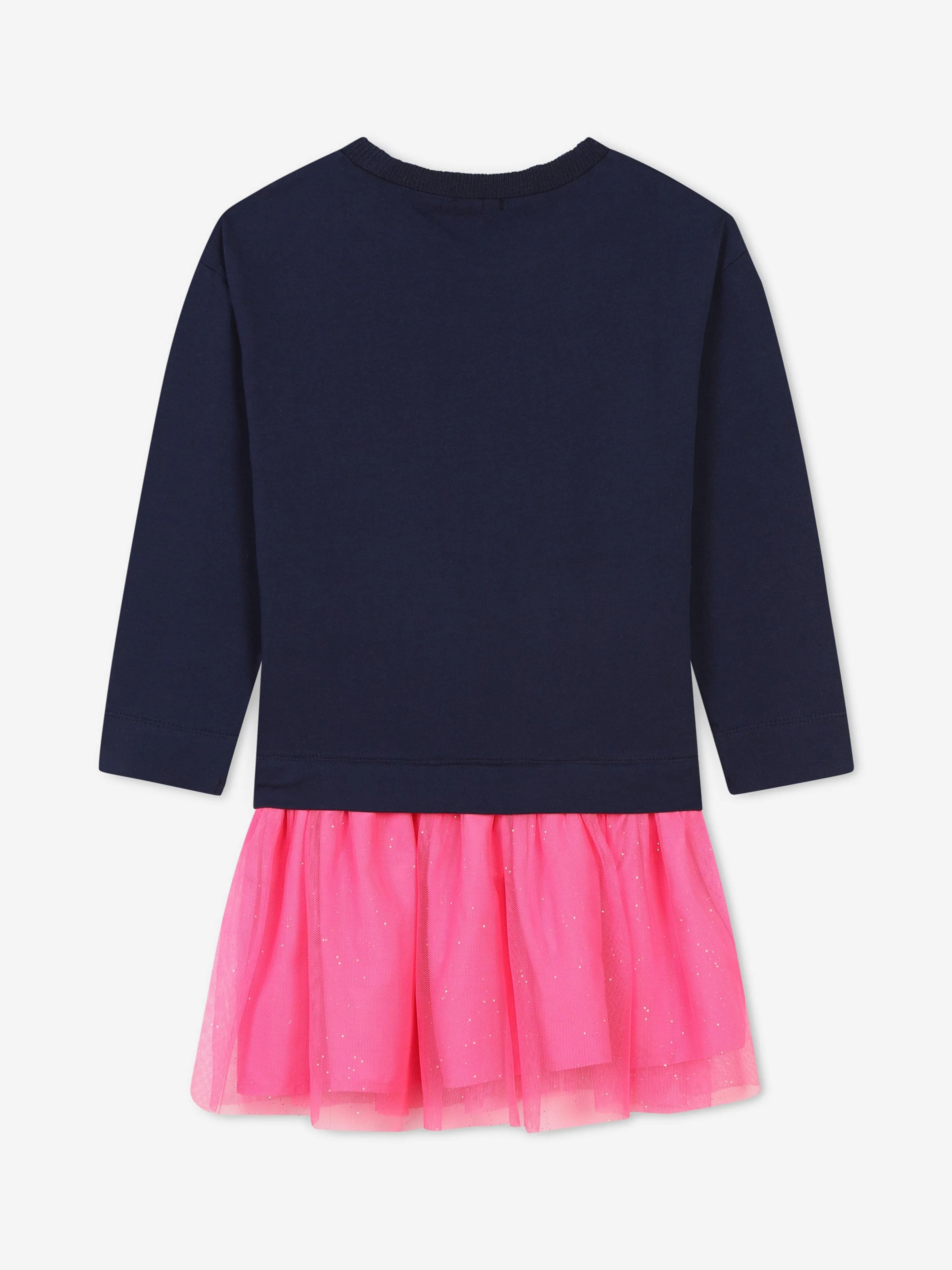 Billieblush Girls Bimaterial T-Shirt Dress in Navy